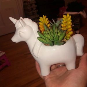 Adorable unicorn fake succulent holder